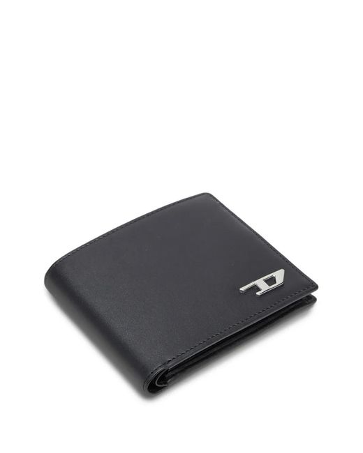 DIESEL Black Logo-Plaque Bi-Fold Wallet for men