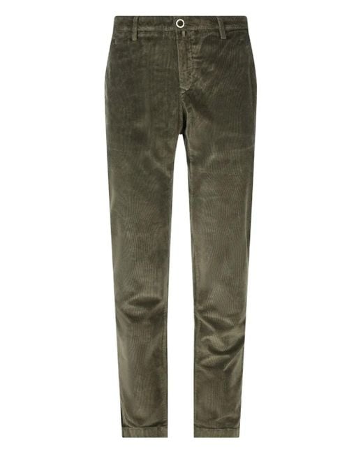 Jacob Cohen Green Ribbed Trim Cotton Trousers for men