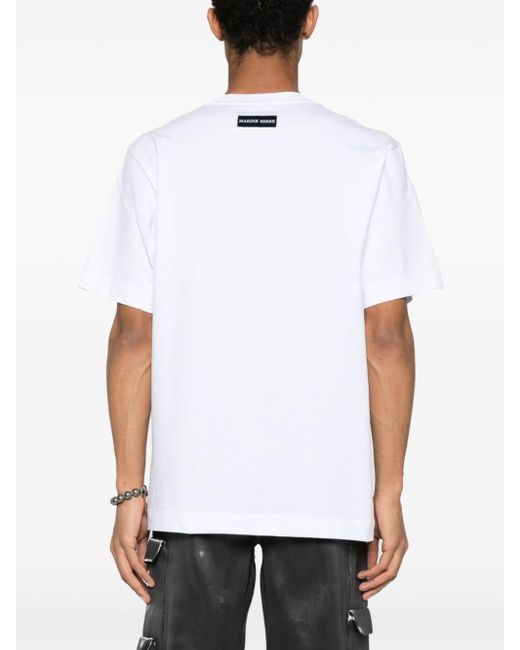 Camiseta con logo bordado MARINE SERRE de hombre de color White