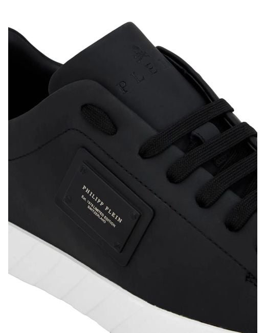 Philipp Plein Black Logo-Plaque Leather Sneakers