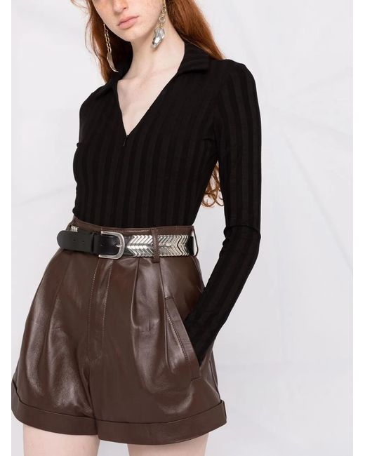 Manokhi Brown Jett Leather Shorts