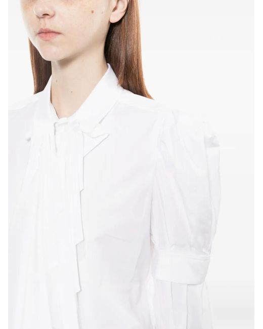 Noir Kei Ninomiya White Ruffled Puff-Sleeve Blouse