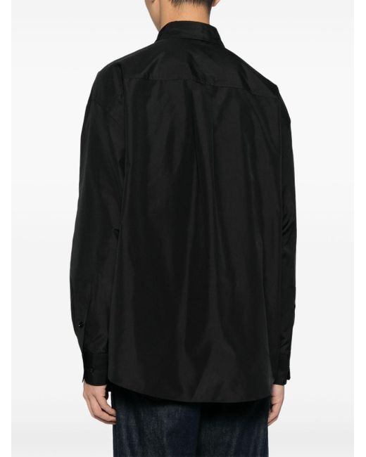 メンズ Lemaire ポインテッドカラー シルクシャツ Black