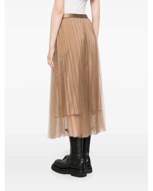 JNBY Brown Pleated A-Line Skirt