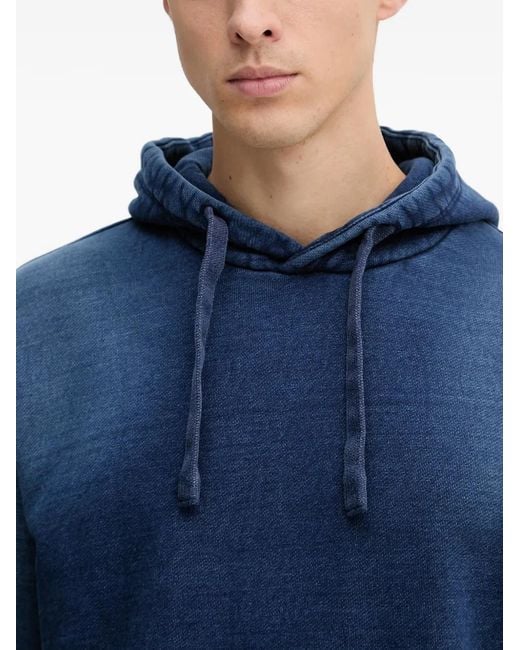 Guess Blue Faded-Effect Drawstring Hoodie for men