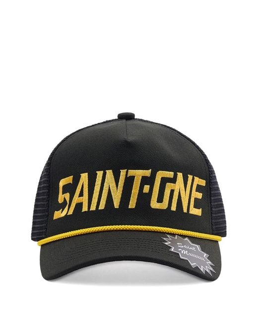 SAINT Mxxxxxx Black Embroidered Mesh Cap for men