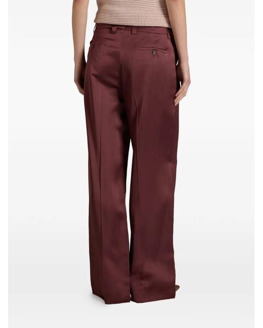 Slowear Purple Satin Regular-Fit Trousers