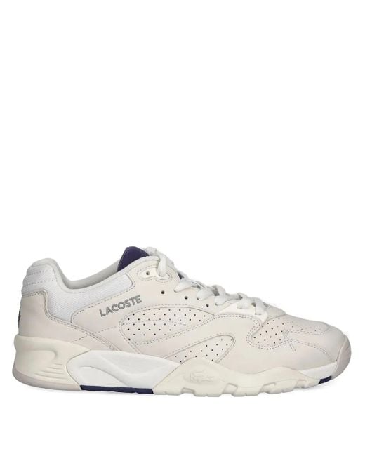 Baskets En Cuir À Détails De Perforations Lacoste pour homme en coloris White