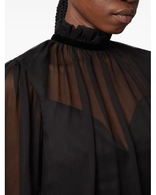 Nina Ricci Black High-Neck Balloon-Sleeve Mini Dress