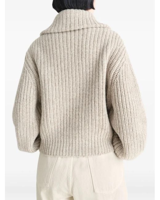 Lemaire Natural Gerippter Cardigan mit Stehkragen
