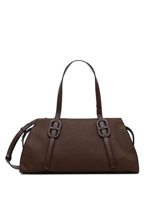 Twinset Brown Logo-Plaque Tote Bag