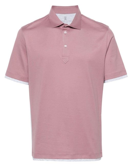 Brunello Cucinelli Poloshirt im Layering-Look in Pink für Herren