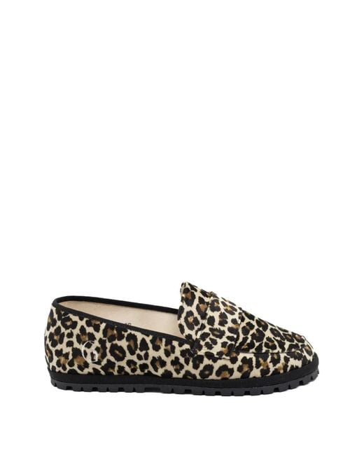 Gondolina White Leopard-Print Loafers