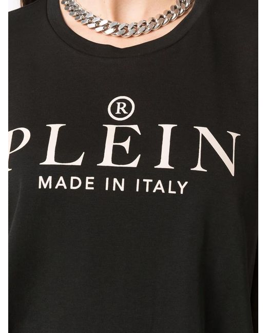 Philipp Plein Black Iconic Plein Short-Sleeve Cropped T-Shirt