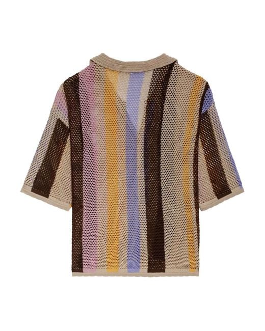Agua Bendita Brown Stripe Cotton Shirt