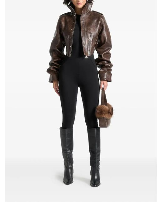 Manière De Voir Black Solange Corset-Detail Tacked-Sleeve Jacket