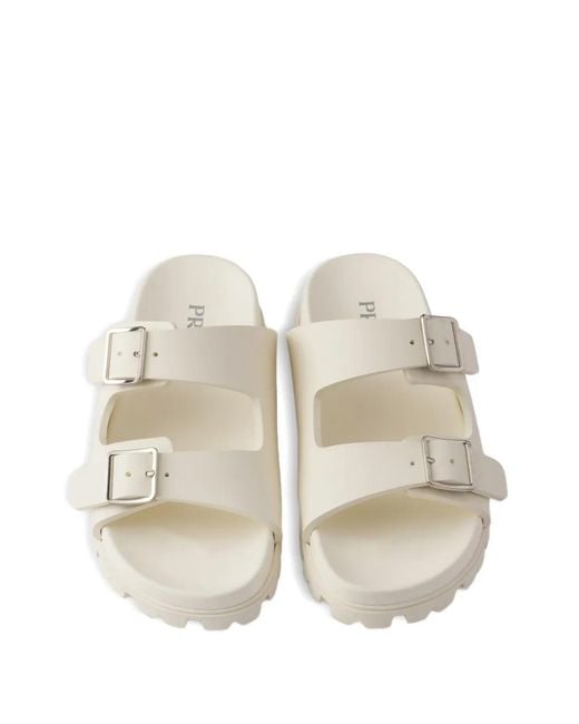 Prada White Rubber Slides