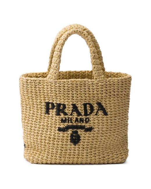 Prada Metallic Small Crochet Tote Bag