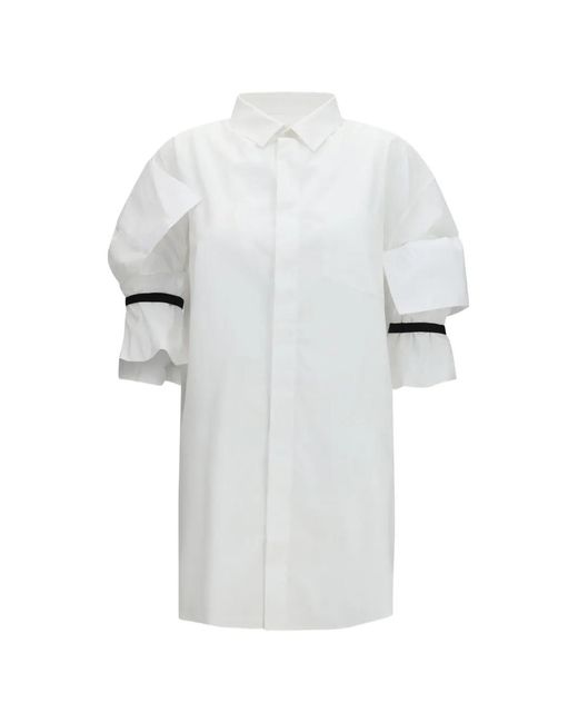 ALAINPAUL White Asymmetrical-Sleeve Pinstripe Shirt for men