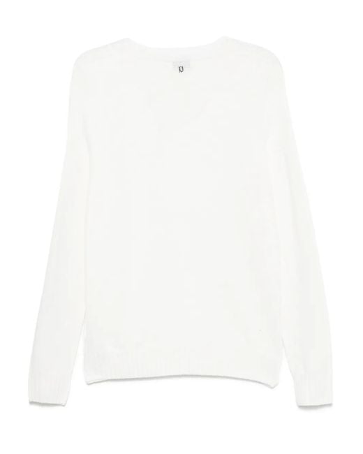 Dondup White Ribbed Wool Crew-Neck Sweater for men