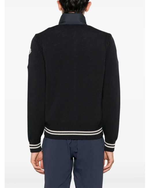 Moncler Blue Knitted-Panels Padded Jacket for men