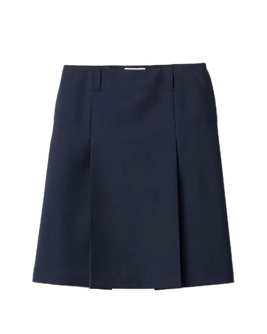 Miu Miu Blue Wool Midi Skirt