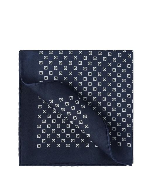 Brunello Cucinelli Blue Silk Pocket Square Scarf for men