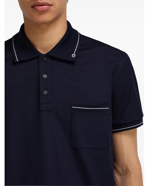 Ferragamo Blue Gancini Logo-Detail Polo Shirt for men