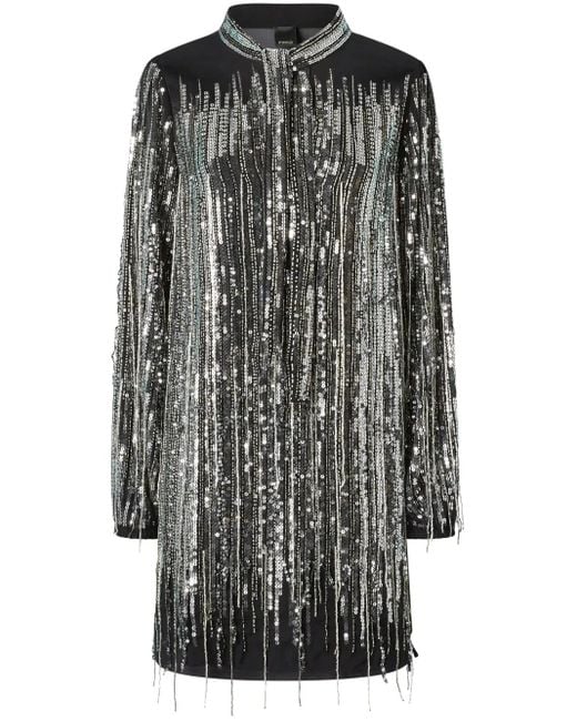 Pinko Gray Sequined Mini Dress