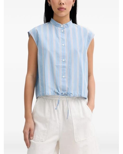 Marc O' Polo Blue Striped Drawstring-Hem Top