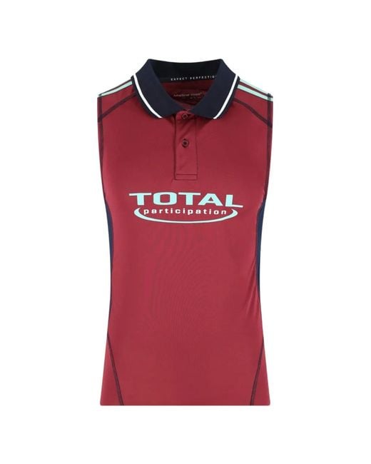 Martine Rose Red Shrunken Fit Polo Football Vest for men
