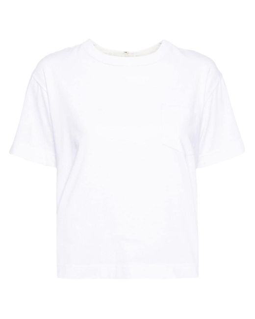Sacai White T-Shirt mit Kontrasteinsatz