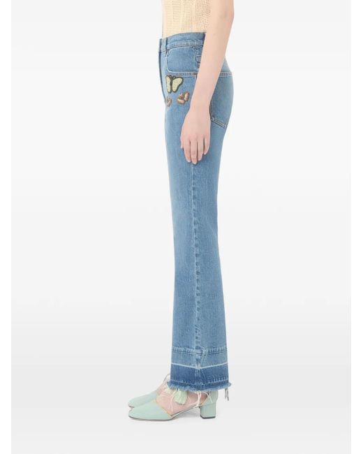 Valentino Garavani Blue Embroidered Jeans