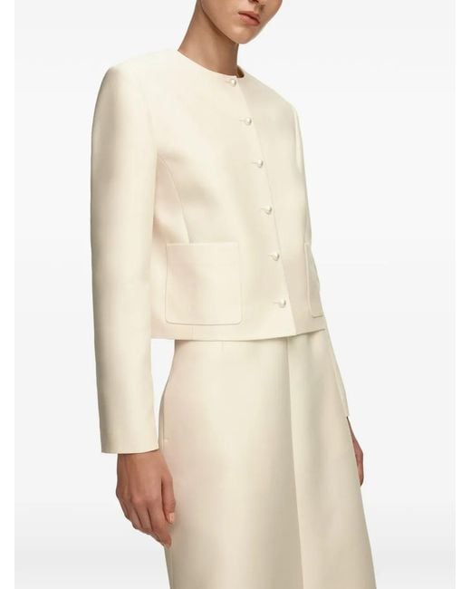 12 STOREEZ White Sofia Button-Fastening Jacket