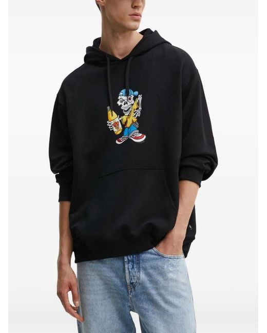 Vans Black Graphic-Print Cotton Hoodie for men