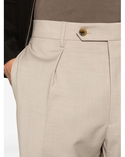 Berwich White Chiaia Pleated Cuffed Trousers for men