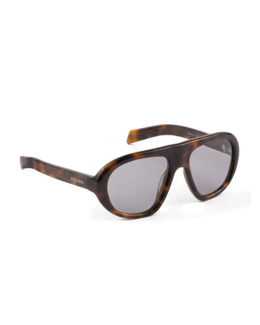 Prada Brown Tortoiseshell Pilot-Frame Sunglasses