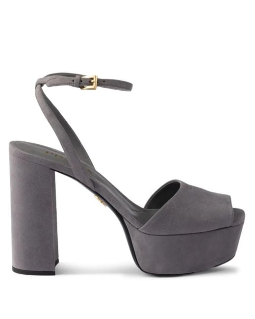 Prada Gray Suede Platform Sandals 115