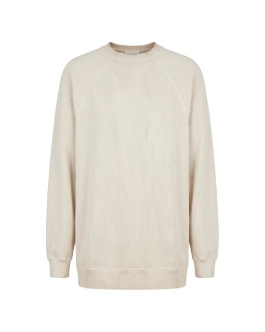 Halfboy White Ribbed-Knit Long-Sleeve Sweatshirt