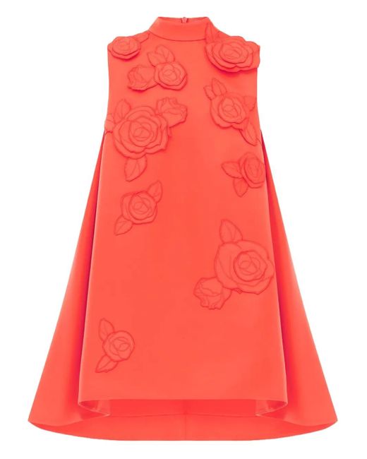 LEO LIN Red Fallon Floral-Appliqué Mini Dress