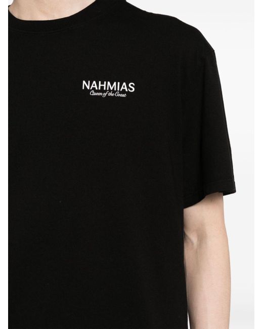 NAHMIAS Black Logo-embroidered Cotton T-shirt for men