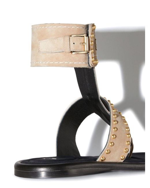 Emilio Pucci White Emilia Stud-embellished Flat Sandals