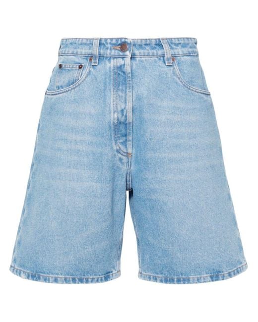 Shorts denim con logo di Prada in Blue