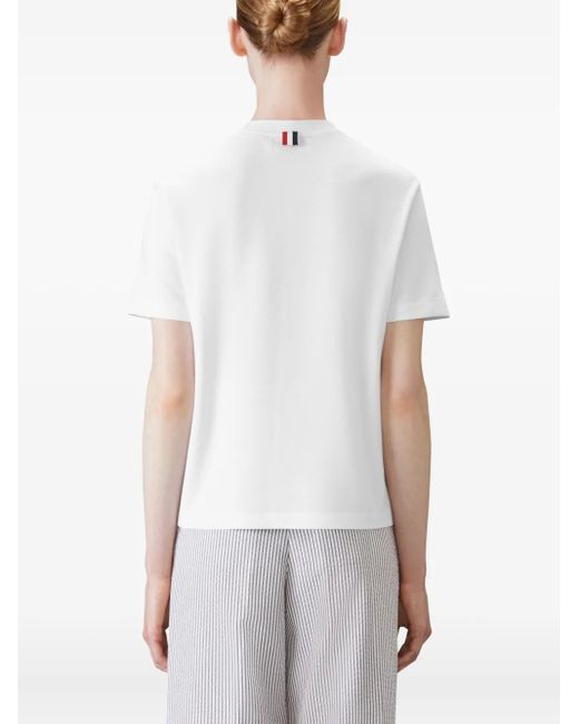 Thom Browne White 4-Bar T-Shirt mit Streifendetail
