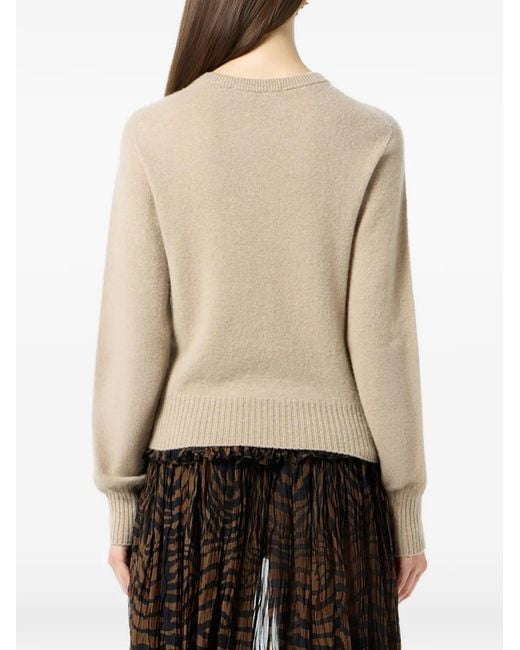 Blumarine Natural Logo-Embroidered Sweater