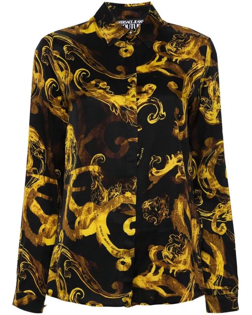 Versace Jeans Couture Black Watercolour Couture-Print Shirt
