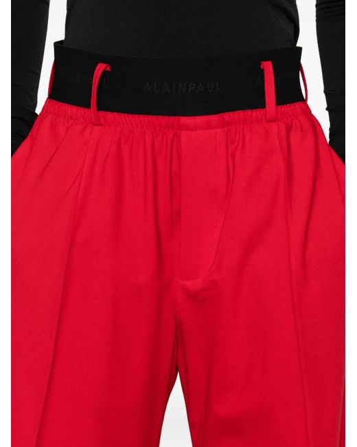 ALAINPAUL Red Pleated-Front Trousers