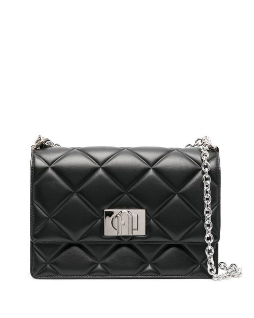 Furla Leather 1927 Quilted Shoulder Bag in Black Lyst