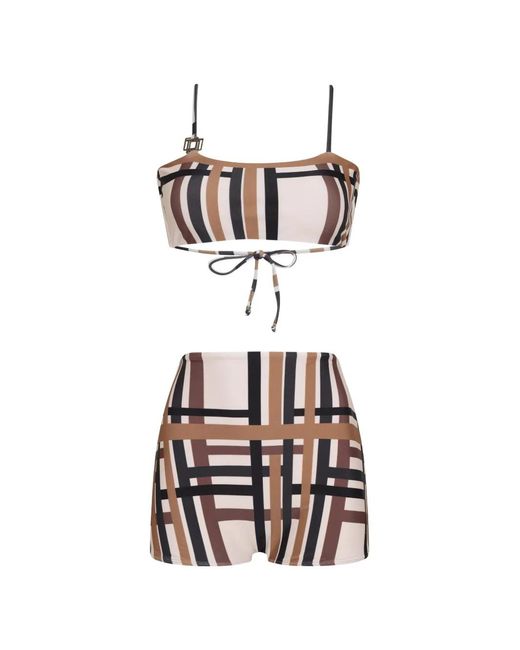 Amir Slama White Checked-Print Bikini