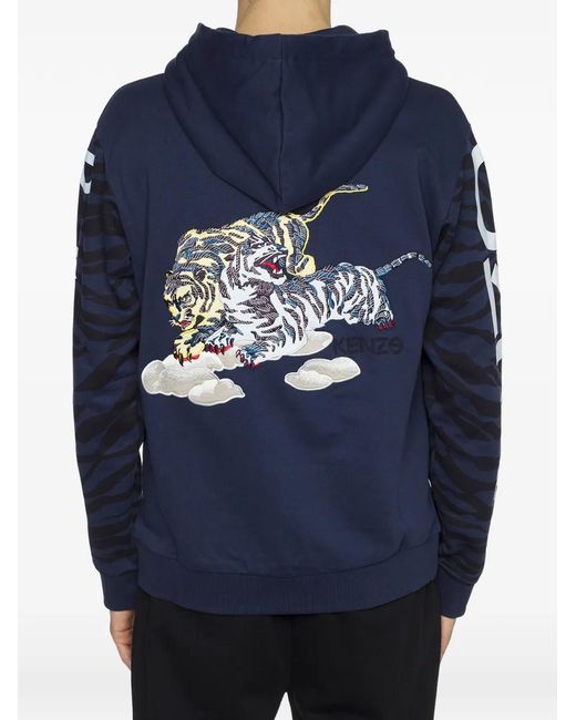 KENZO Blue Vintage Tiger Hoodie for men